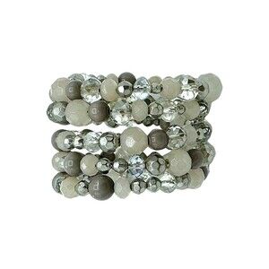 White House Black Market gray beaded gem layered‎ wrap bracelet